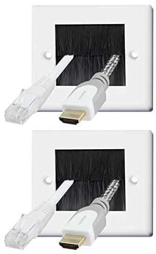 Auline Black Brush White Surround Single 1 Gang Wall Outlet Cable Entry Plate Tidy Mount Face Plate Wall Plate (2)