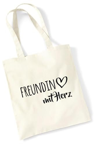 Huuraa Tasche Freundin mit Herz Geschenk 10 Liter Natural Baumwolle Freundin Accessoire