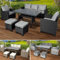 BRAST® Gartenmöbel Set Delight | bis zu 7 Personen viele Farben | incl. extra Dicke Kissen | TÜV geprüft | Outdoor Loungemöbel Sitzgruppe Essgruppe Garnitur | Schwarz/Grau