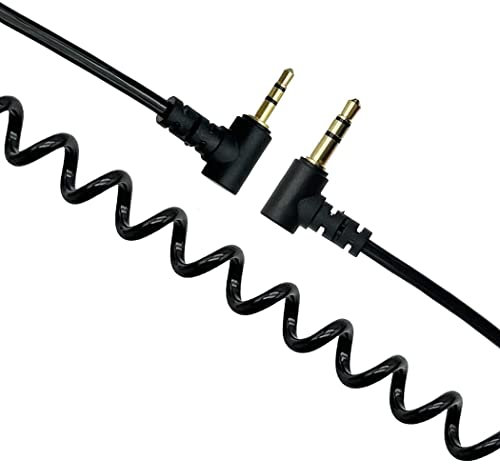 LiKuCo Coild 2.5mm to 3.5mm Audio Cable, 2.5mm Male to 3.5mm 1/8inch Male 90 Degree Double Angled TRS Stereo Audio Headphone Aux Coiled Cord Cable (1Pack)