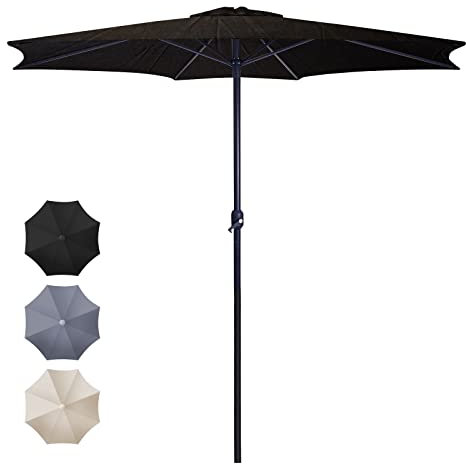 MIADOMODO® Parasol de Jardín - Ø 300 cm, Altura Ajustable, Protección UV, Impermeable, con Manivela, Poliéster, Color a Elegir - Sombrilla Hexagonal para Terraza, Balcón, Patio (Negro)