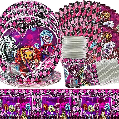 Doyomtoy Vaisselle de fête pour enfants,Set de Vaisselle pour Fête d'Anniversaire,61 Pièces Vaisselle Papier Set Assiettes en Papier Serviettes Tasses