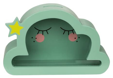 Spardose aus Holz, Wolke, Spardose für Münzen, Design Original Sleepy Cloud (19 x 12 x 5 cm).