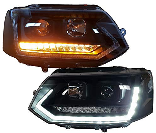 Pure Cardesign Scheinwerfer schwarz SWV42SLGXBY Tagfahrlicht passend für VW T5 Facelift Bj 09-15 LED Blinker