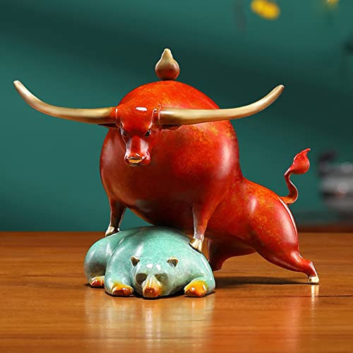 Cutfouwe Bulle Und Bär Figuren-Messing Bull Fighting Bär Statue -Stier Und Der Bär Von Wall Street Für Das Moderne Büro Oder Auch Den Wohnbereich,Geschenk Für Finanzinvestment-Manager Investor