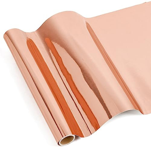 IModeur Metallisch Roségold Vinylfolie Plotter - 30,5 x 125 cm Plotterfolie Roségold Vinyl für Cricut, selbstklebendes Vinyl für DIY-Geschenke, Geburtstagsfeier