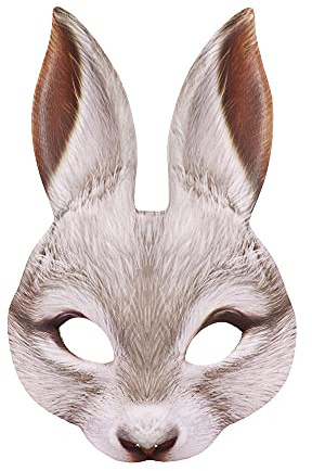 EQLEF Tiermasken Kaninchen, Realistische Kaninchen Tier Maske EVA Hase Gesichtsmaske Erwachsene Cosplay Kaninchen Kostüm für Fancy Kleid Ball Ostern Karneval Halloween Tier Theme Party
