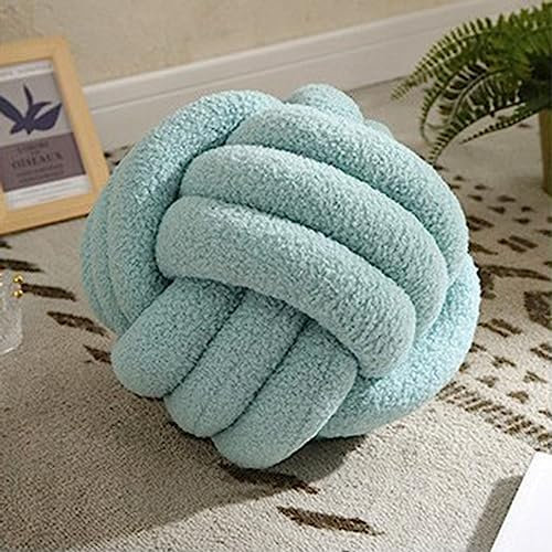 Yokawe Cuscino a Forma di Palla con Nodo - Cuscino Rotondo Decorativo da 9 Pollici Cuscino in Velluto Intrecciato a Mano Decorazione della Stanza per Soggiorno Camera da Letto Azzurro 9
