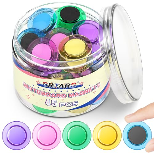 Grtard 45 Pcs Colorful Magnets for Whiteboard, Round Fridge Magnets