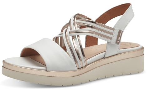 Tamaris Comfort Damen Sandalen flach aus Leder mit Klettverschluss