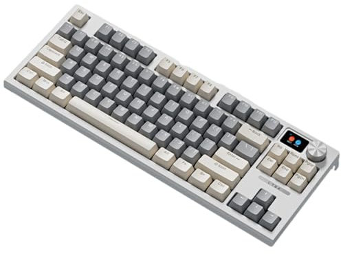 Sikai Mechanische Tastatur,Farbdisplay,Kabellos,84 Tasten(Meeresblaue Schalter) Anti-Ghosting,Hot-Swapping,Programmierbar,RGB,Gaming Büro Tastatur,Bluetooth/2.4G/Kabelgebunden,4000mAh,QWERTY(Grau)