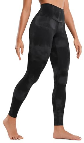 CRZ YOGA Butterluxe Damen High Waist Sport Leggings Blickdicht Yoga Leggins Sporthose Workout Gym Yogahose - 71cm Schwarze Tie-Dye-Blumen 34