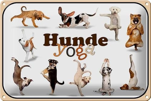 Blechschild 30 x 20 cm Hunde Yoga - DekoNo7
