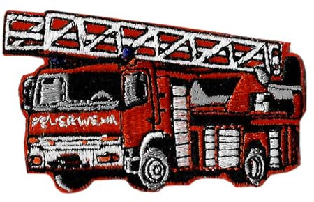 Bügelbild | Feuerwehrauto | Feuerwehrwagen Feuerwehr Aufnäher | 9x5 cm
