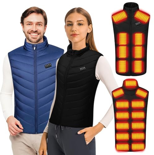 NIBESSER Gilet Riscaldato Uomo Donna Giubbotto Riscaldato Smanicato Ricarica USB Caldo Lavabile 3 Livelli di Temperatura Regolabile per Inverno Sci Campeggio Escursionismo Pesca (Senza Batteria)