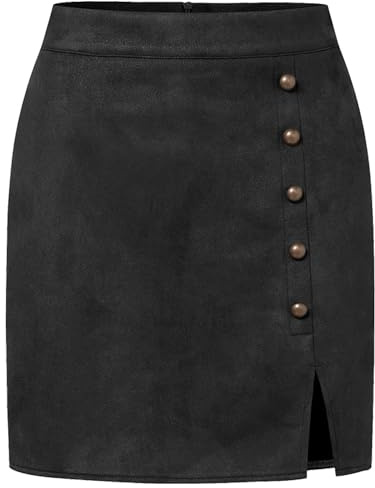 Damen Mini Röcke 50s Retro Vintage Bleistiftrock High Waist Röcke mit Schlitz L