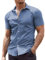COOFANDY Men's Short Sleeve Dress Shirts Non Iron Formal Shirts Stretch Business Casual Shirt Iron Free Work Shirt Office Slim Fit Denim Blue XXL
