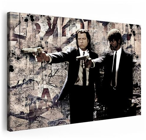 Artmazing | Pulp Fiction Bild bunt | S-Art Bilder | Pulp Fiction Bilder Modern | Leinwandbilder XXL Wohnzimmer | Wandbild Pulp Fiction Deko XXL | Bild Leinwand XXL | buntes Poster für Wand