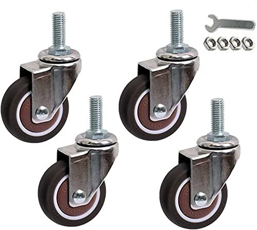 Schwenkbare Vorbaurollen, Räder mit Bremsen, 25 mm, 38 mm, 50 mm Gummirolle, 360° drehbare Möbelrolle, 4er-Set, M6/M8 Standardvorbau, Tragfähigkeit 90 kg, Kugellager (Farbe: 4 Bremsen, Größe: 2 Zoll)
