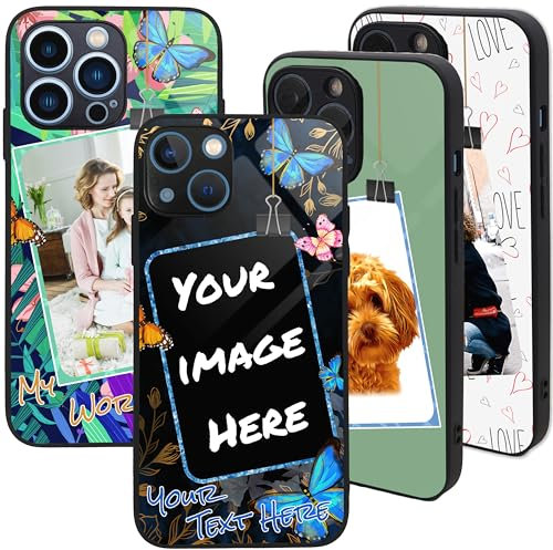 Personalised Case for iPhone 15 Plus, Custom Add Image, Photo, Text -Toughened Glass panel with shockproof TPU Rims | Optional Glow in the Dark | Photo Frame-1 Image