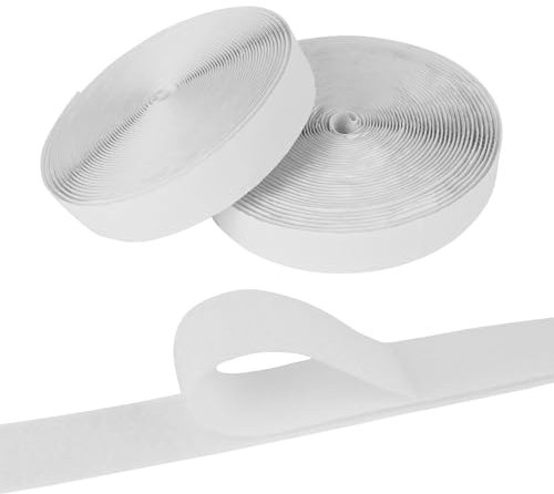 AUMAYCO Klettband Selbstklebend Extra Stark, 8M x 2cm Doppelseitiges Klettverschluss, Robustes, Schneidbares für Stoff Mit Starker Klebrigkeit, Weiß