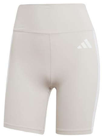 adidas Damen Optime Essentials 3Stripes Short Leggings, Wonder Alumina/White, M 7 inch