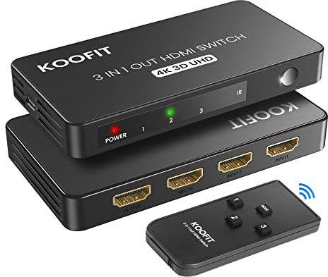 Multi HDMI, Multiprise Splitter Commutateur HDMI 4K Switch 3 Entrées 1 Sortie, Commutateur avec Télécommande Splitter Full HD 4K, Switch 3 Ports pour TV, PS5, Lecteur Blu-Ray, DVD, Xbox(Noir)