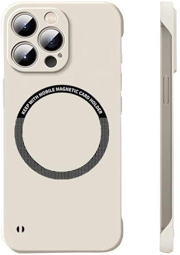 FAOMSEBS Magnetica Senza Bordo Cover per iPhone 15 Pro, Compatibile con MagSafe [Magnetico Potente] (Sensazione di Metallo Nudo) Custodia Sottile Antishock per iPhone 15 Pro MagSafe 6,1'' 2023, Bianco