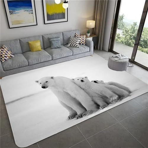 Kind Teppich 80 X 160 cm / 31.49 X 62.99 , Schlafzimmer Teppich, 3D Teppiche Wohnzimmer Teppiche Weich rutschfest Teppich Für Wohnzimmer Schlafzimmer Bettvorleger Tierischer Süßer Eisbär -9G0G/Z5P