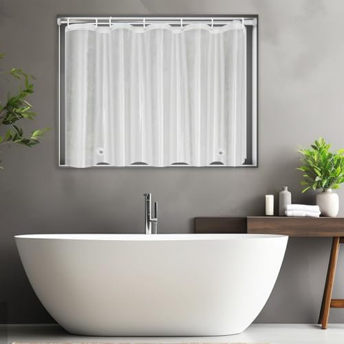 UFRIDAY Mattierter Fenstervorhang mit Haken, schmal, kurz, Kunststoff, Privatsphäre, wasserdicht, Duschvorhang für Badezimmer, Küche, Auto, Regal, B 101,6 x L 91,4 cm