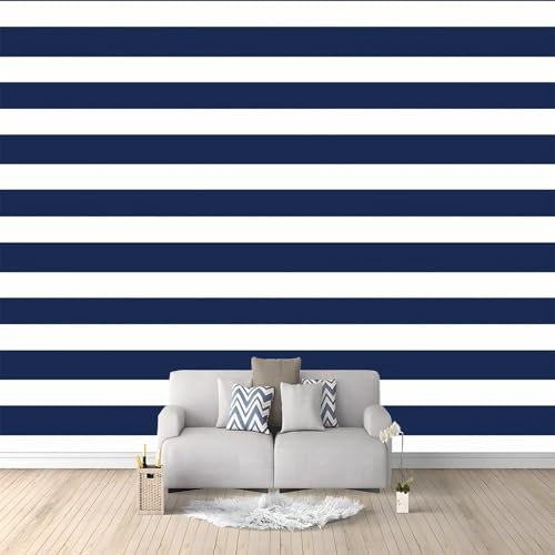 3D Mural Photo Wallpaper Geometric Stripes Navy Blue 400x280 cm Backdrop Wall Interior Decor Wallpaper 3D Panel Wall Bathroom Restaurant Hall Living Room Hallway