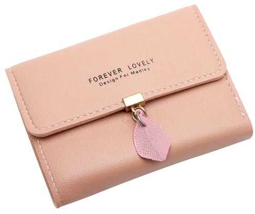 VOSSOT Portefeuille pour femme - Petit portefeuille pour femme - En cuir synthétique - Porte-cartes pour femme - Mini portefeuille pour femme - Porte-cartes de crédit - Rose, Rose pâle, m, Moderne