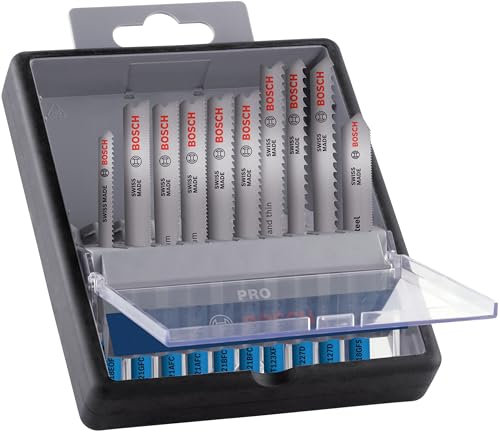 Bosch Pro - Juego de 10 hojas de sierra de calar (10 piezas, para chapa de acero inoxidable, chapa de acero, longitud de 92 mm, sierra de calar profesional)