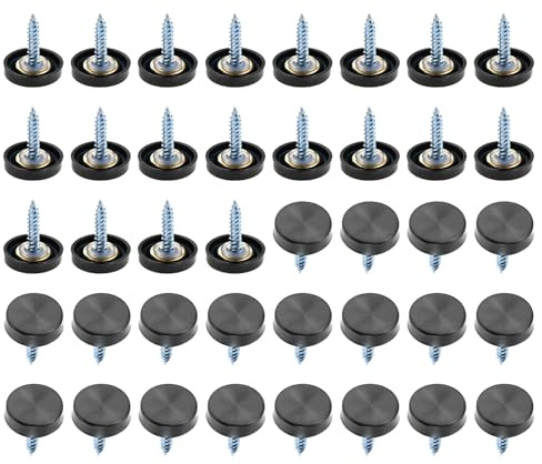 40 Pcs Mirror Screw Cover Cap 0.63/16mm Diameter Black 304 Metal Material