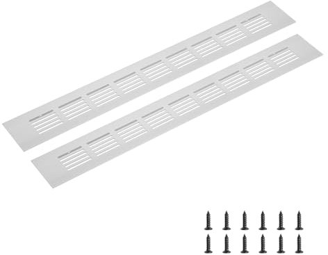 sourcing map Rectangle Ventilation Grille, Aluminum Alloy Mesh Air Vent Cover Louvered Ventilation Cover with Mounting Screws for Cabinet Shoe Closet (400x50mm/16x2, Silver Tone)