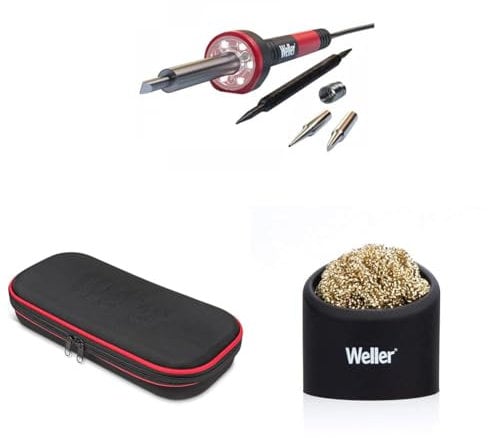 Weller 30-Watt Soldering Iron Kit with Soldering Tip Cleaning Sponge, Silicone Holder, and Storage Case