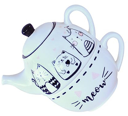 PRETYZOOM 1juego Taza y Tetera De Cerámica Diseño De Gato Kawaii Para Del Casa Oficina o Eventos Sociales