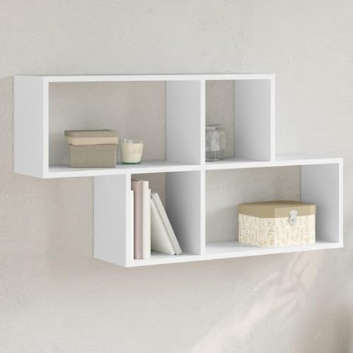 homiuse Schweberegal für Wohnzimmer Weiß 100x20x53 cm Holzwerkstoff Stilvolles Wandregale Reichlich Stauraum Hängeregal Regalwürfel Schlafzimmer Platzsparend Regal zur Präsentation