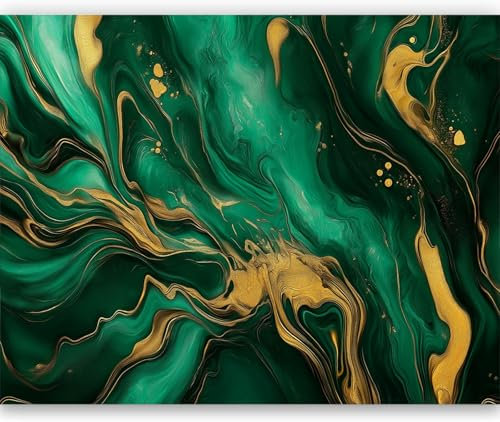 Wallpaper Abstract Emerald Green Marble Wallpaper 3D Effect Gold Mural Living Room Fireplace Feature Wall Bedroom Children's Room Kitchen Concealer Dirt erasable 250 x 175 cm