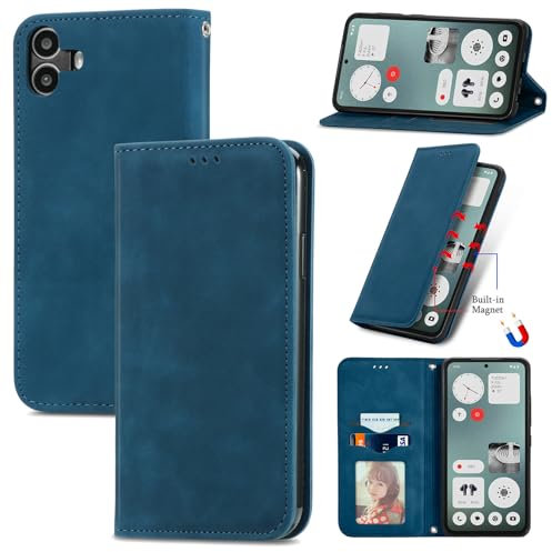 Cracedily Coque pour Nothing CMF Phone 1 Pochette, Etui Protection Housse Premium en Cuir PU, Etui à Rabat Pochette de Portefeuille Étui pour Nothing CMF Phone 1 Case, Bleu Vert