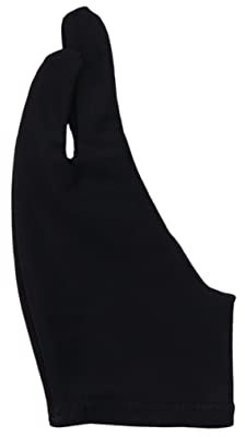 Ipetboom 2 Pcs Artist Two Finger Glove Curved Drawing Glove for Sketch Black l Size Anti-Stain for Painting and Digital Art