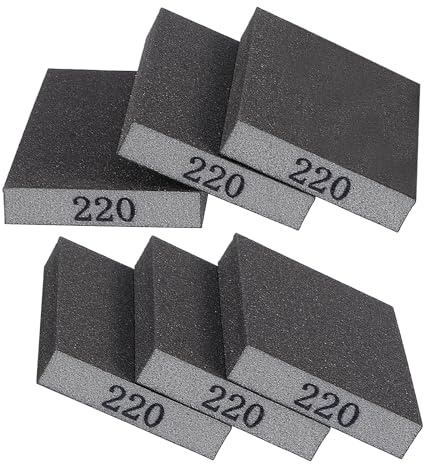 6 Stück Schleifschwämme, 220 Körnung Schmirgelpapier Waschbar Handschleifer Wiederverwendbar Schleifklötze Schleifpads Sortiment für Schleifen, Polieren Metall, Holz, Stahl, Edelstahl
