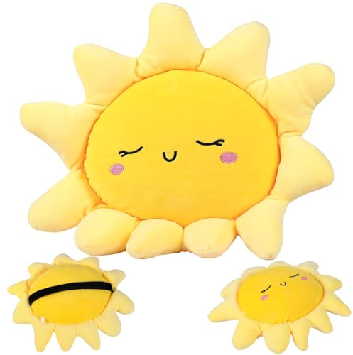 HWXZUUO Sonnenkissen, 18 Zoll sonnenförmige niedliche Kissen, weiche Bequeme lustige Kissen, leicht zu reinigendem Bodenkissen für Kinder Mädchen, das TV -Schlafzimmer -Dekor ansehen