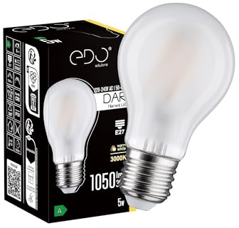 EDO Dekorative Glühbirne LED DARI E27 Filament 5W Warmweiß 3000K 1050lm MATT A60 Leuchtmittel Energiesparlampe 230V Lampe Dekorative Ideal für Retro- und Industrial-Design