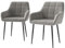Eccellensedie Lot de 2 chaises de salle à manger, cuisine, modernes, confortables, rembourrées, en velours, avec accoudoirs et pieds en métal, gris