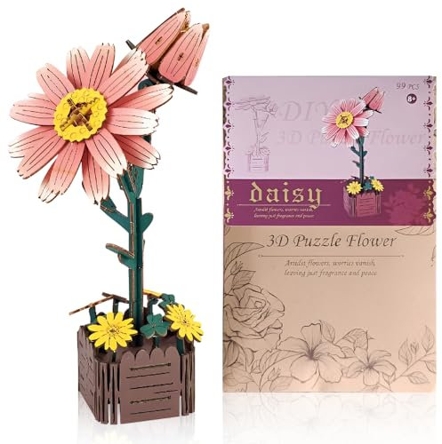 Lotvic 3D Puzzle Blumen, DIY-Blume aus Holz, Modellbausätze Für Künstliche Blumen Zum Zusammenbauen, Geschenk für ihren Geburtstag, Valentinstag, Muttertag