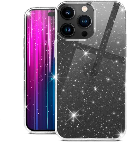 moex Sparky Case kompatibel mit iPhone 14 Pro Max Hülle mit Glitzer Effekt aus Silikon, durchsichtige Handyhülle dünn und weich, Schutzhülle transparent glitzernd Design Cover, Klar