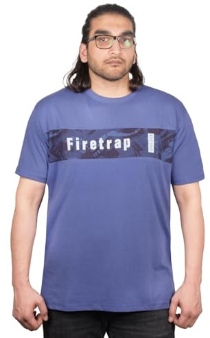 Firetrap Mens T-Shirt Plain Short Sleeve Crew Neck Summer Casual Tee Top 100% Cotton Lightweight Comfortable Regular Fit Ideal for Everyday Wear & Layering