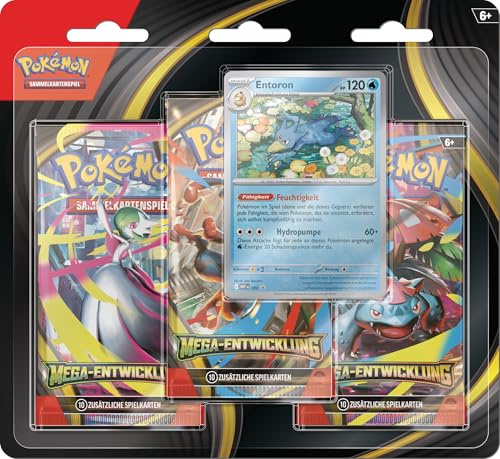 Pokémon-Sammelkartenspiel: 3er-Pack Mega-Entwicklung: Entoron (1 holografische Promokarte & 3 Boosterpacks)