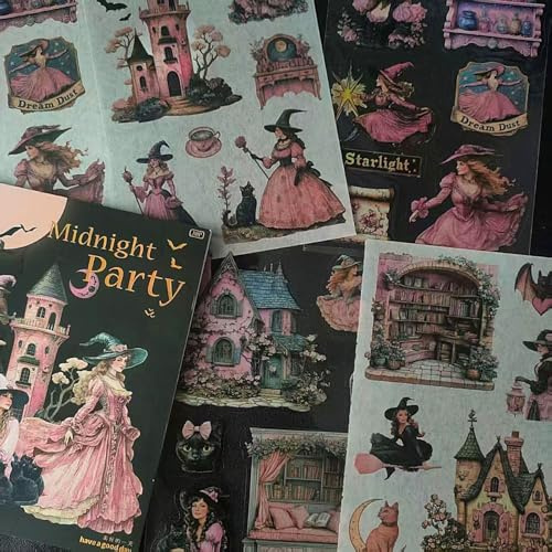 Gotic Scrapbook Stickers Book Zubehör Für Bullet Journal | Gotic Girls Theme Für Dekoration,Journaling,Fotoalbum,Notizblöcke,Computer,Scrapbooking(Night)